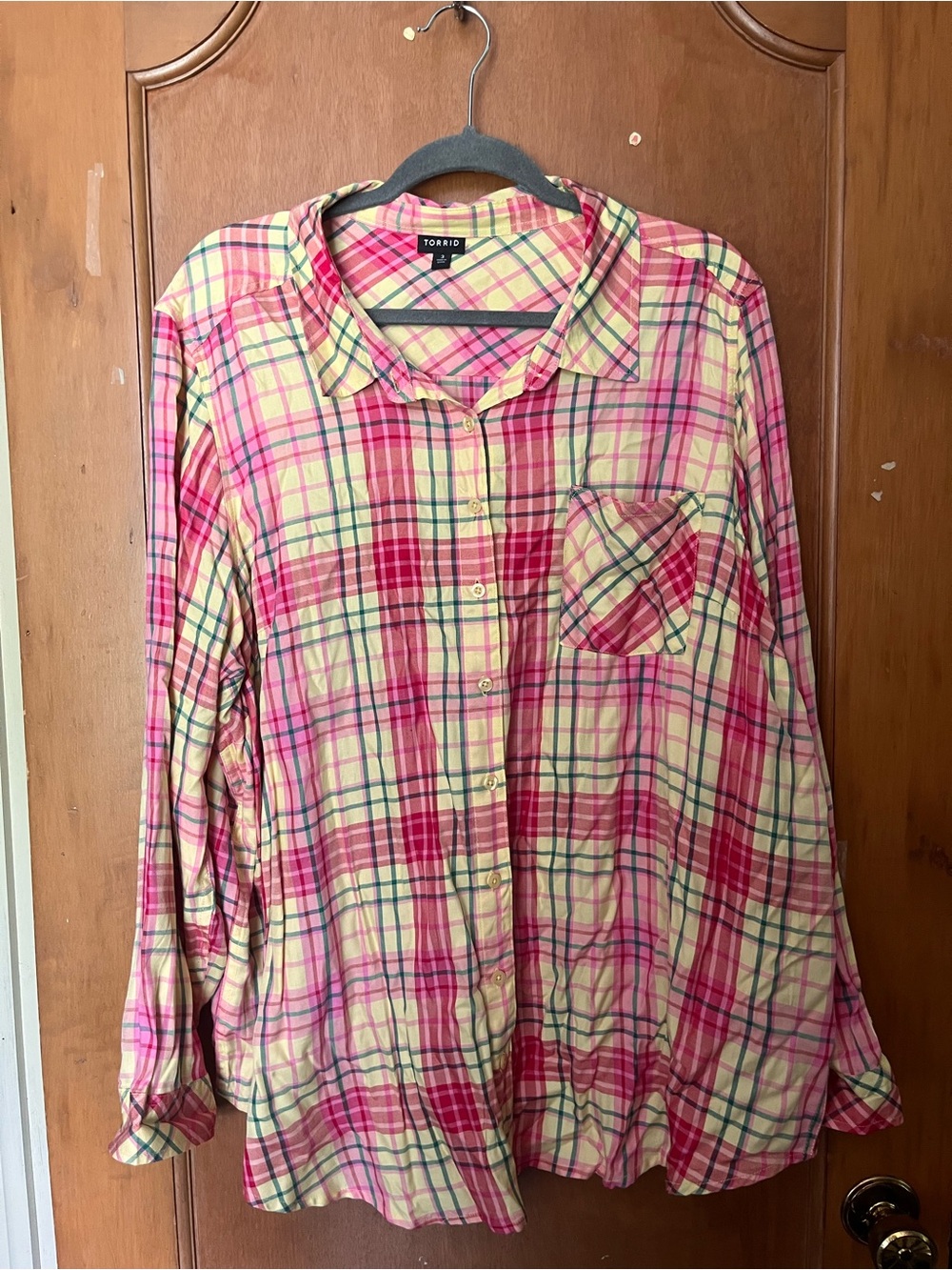 Torrid Spring Plaid Button Up Shirt Size 3x
